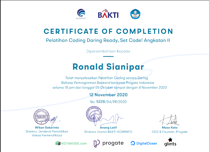 18 Hours Back End Training From Progate